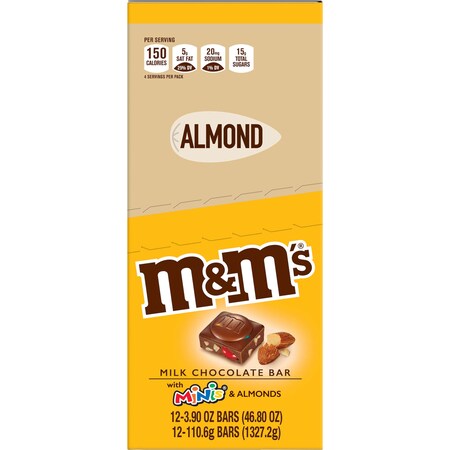 M&Ms M&M's Milk Chocolate Bars With Mini M&M's And Almonds 3.9 oz., PK12 381411